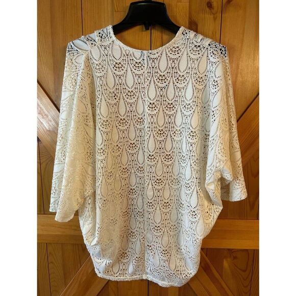 Rue21 Womens Ivory Crochet 3/4 Sleeve Open Front Cardigan Size Medium (5073) - Picture 4 of 4